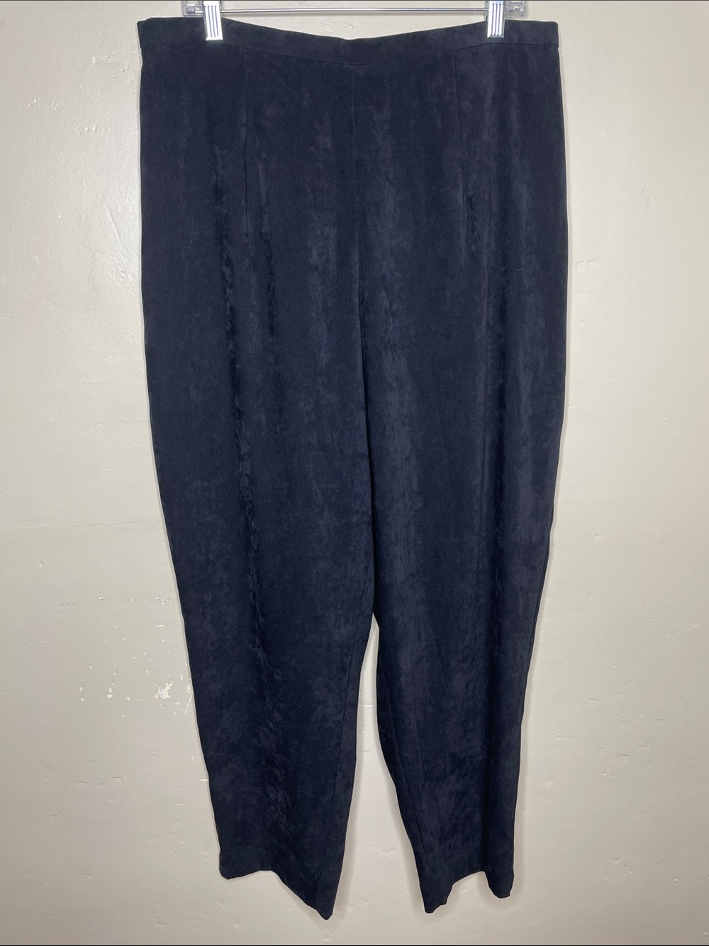 LORD & TAYLOR VTG Black Flat Front High Waist Vegan Suede Minimalist Pants 18W